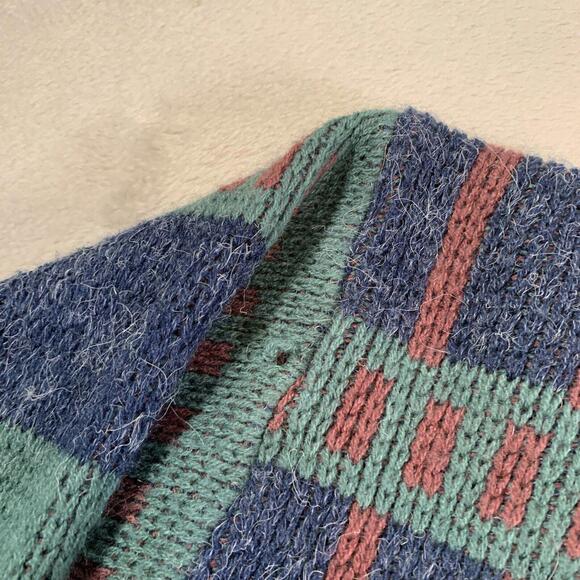 Vintage Mcgregor Sweater Mens‎ XL Knit Blue Acrylic Blend Eclectic Aztec 80s 90s - Picture 3 of 9